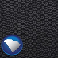 south-carolina map icon and a gray car upholstery sample