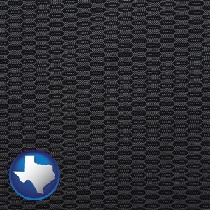 a gray car upholstery sample - with Texas icon