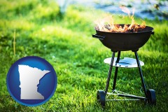 minnesota map icon and a round barbecue grill