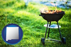 new-mexico map icon and a round barbecue grill