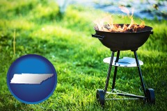 tennessee map icon and a round barbecue grill
