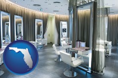 florida map icon and a beauty salon