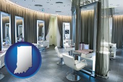indiana map icon and a beauty salon