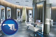 maryland map icon and a beauty salon