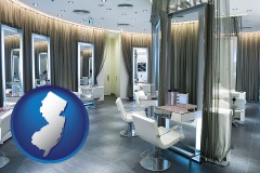 new-jersey map icon and a beauty salon