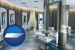 tennessee map icon and a beauty salon