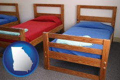 georgia map icon and summer camp beds