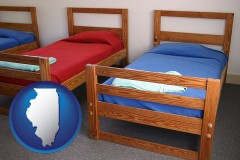 illinois map icon and summer camp beds