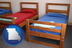 missouri map icon and summer camp beds