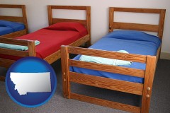 montana map icon and summer camp beds