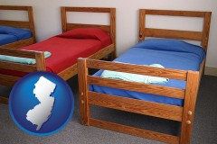 new-jersey map icon and summer camp beds