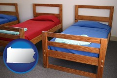 pennsylvania map icon and summer camp beds