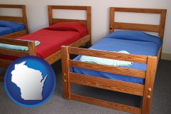 wisconsin map icon and summer camp beds