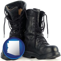 arizona map icon and black army boots