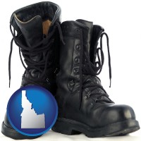 idaho map icon and black army boots