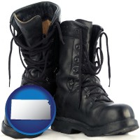kansas map icon and black army boots