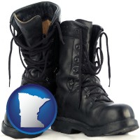 minnesota map icon and black army boots