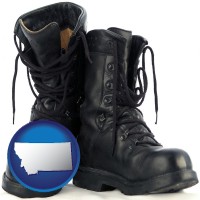 montana map icon and black army boots