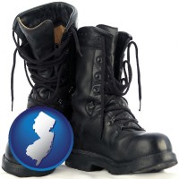 new-jersey map icon and black army boots