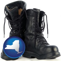 new-york map icon and black army boots