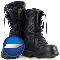 tennessee map icon and black army boots