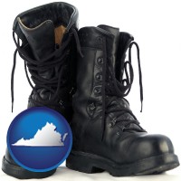 virginia map icon and black army boots