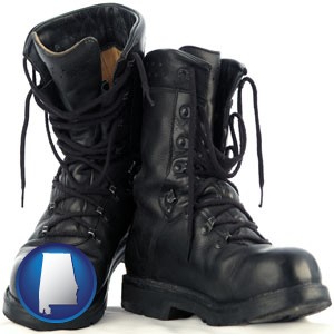 black army boots - with Alabama icon