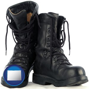 black army boots - with Colorado icon