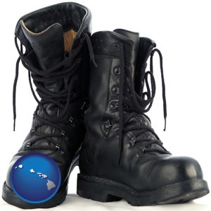 black army boots - with Hawaii icon