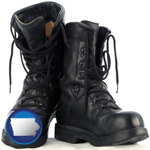 black army boots - with Iowa icon