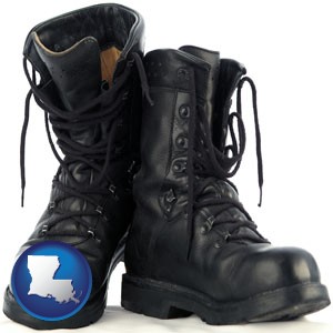 black army boots - with Louisiana icon