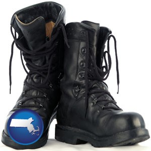 black army boots - with Massachusetts icon