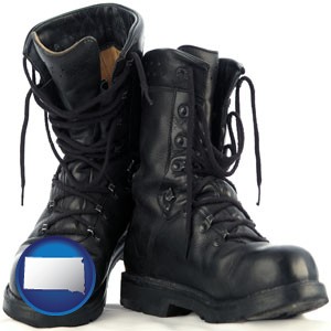 black army boots - with South Dakota icon