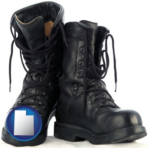 black army boots - with Utah icon