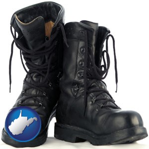 black army boots - with West Virginia icon