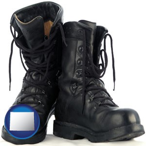 black army boots - with Wyoming icon