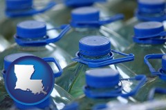 louisiana map icon and bottled water