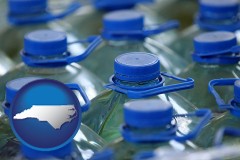 north-carolina map icon and bottled water
