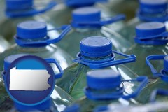 pennsylvania map icon and bottled water