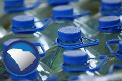 south-carolina map icon and bottled water