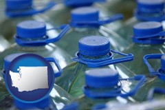 washington map icon and bottled water