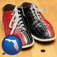 florida map icon and bowling shoes