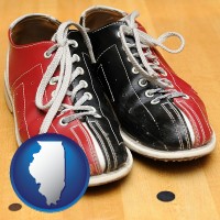 illinois map icon and bowling shoes