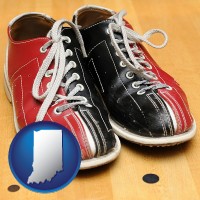 indiana map icon and bowling shoes