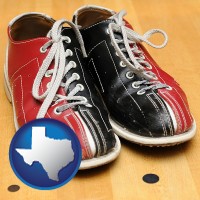 texas map icon and bowling shoes