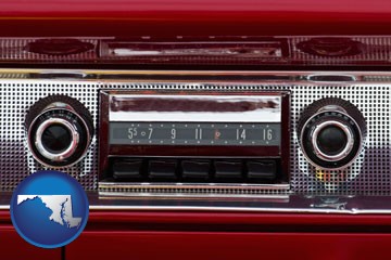 a vintage car radio - with Maryland icon