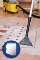 arizona map icon and professional carpet cleaning equipment