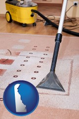 delaware map icon and professional carpet cleaning equipment
