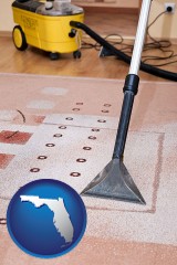 florida map icon and professional carpet cleaning equipment