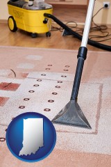 indiana map icon and professional carpet cleaning equipment